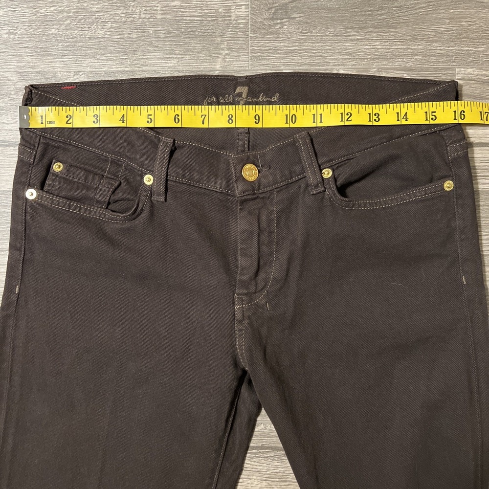 7 For All Mankind Dojo Flare Low Rise Brown Jeans USA Made Size 30 (32x33) - Picture 4 of 10